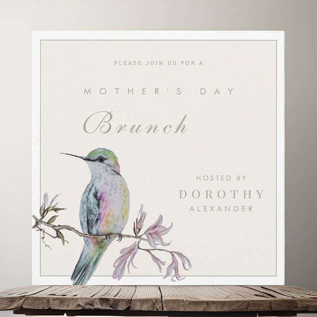 Söt Hummingbird Mors dag Brunch-inbjudan Inbjudningar (Skapare uppladdad)