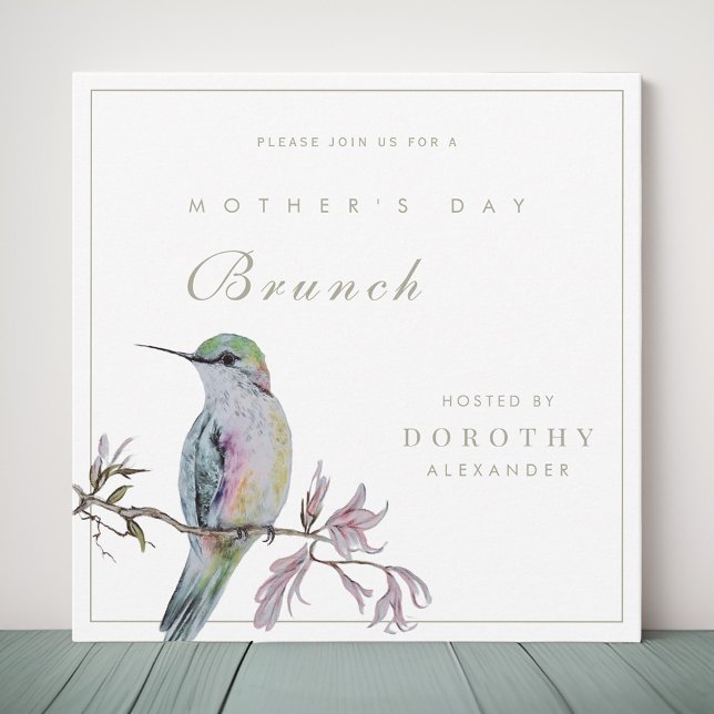 Söt Hummingbird Mors dag Brunch-inbjudan Inbjudningar (Skapare uppladdad)