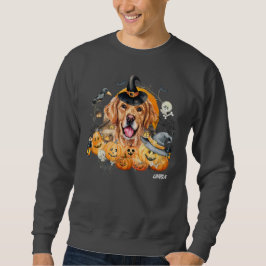 Söt Hund Anpassad Golden Retriever Halloween Lång Ärmad Tröja