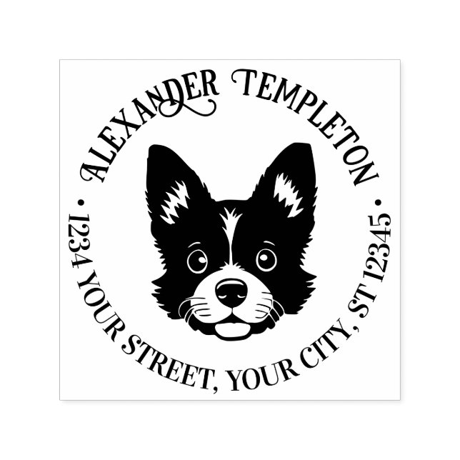 Söt Hund Ansikte Namn Returadress  Självfärgande Stämpel (Design)