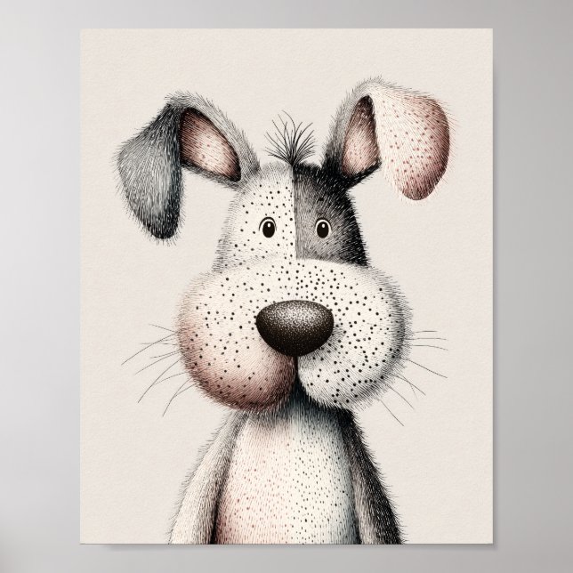 Söt hund barnkammare väggkonst poster  (Framsidan)