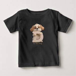 Söt hund bokstav D barn t-shirt Djur alfabet S