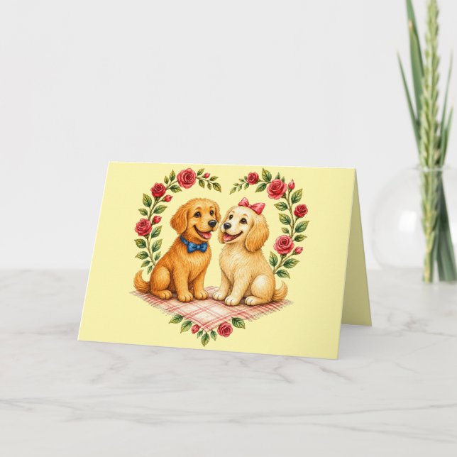 Söt hund bröllopsjubileumskort för make  kort (Framsida)