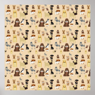 Söt hund-design för hundälskare - Beige tillbaka Poster