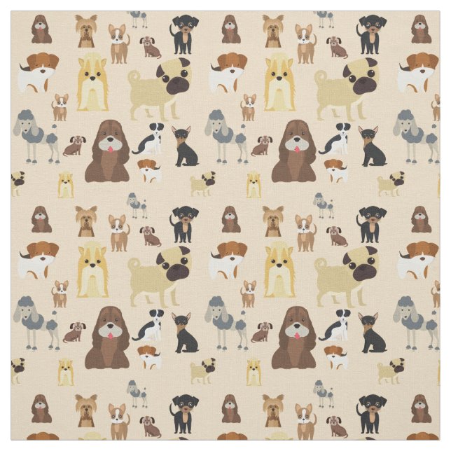 Söt hund-design för hundälskare - Beige tillbaka Tyg (Provkarta)