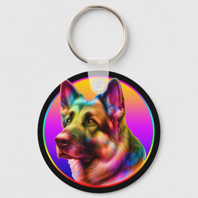 SÖT HUND FÄRGLIG REGNBÅGE NYCKELRING (Framsida)