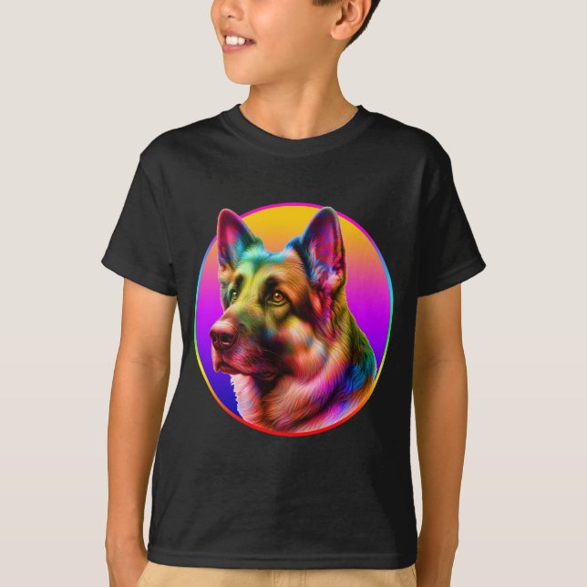 SÖT HUND FÄRGLIG REGNBÅGE T SHIRT (Framsida)