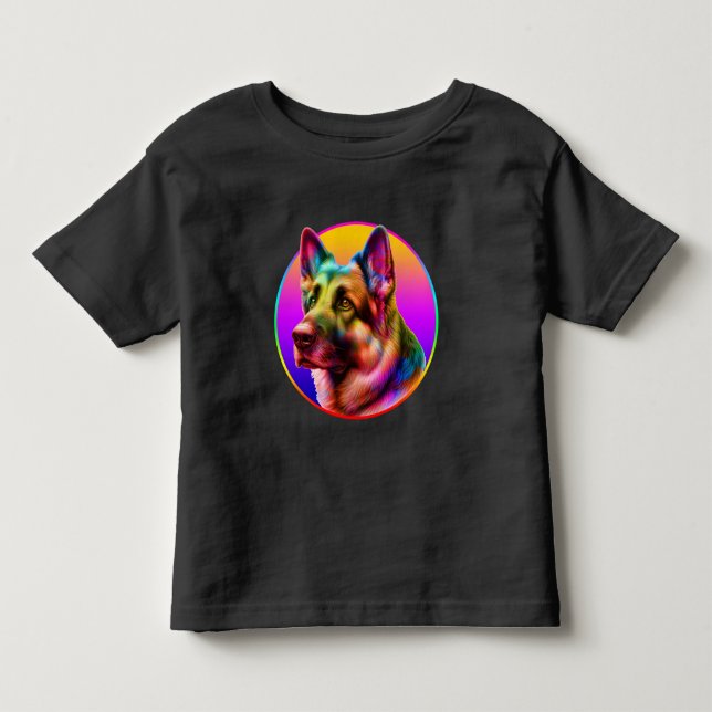 SÖT HUND FÄRGLIG REGNBÅGE T SHIRT (Framsida)