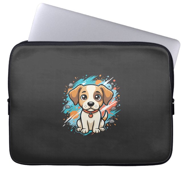 Söt hund färgsprut Vektor Art_1 Laptop Fodral (Framsidan)