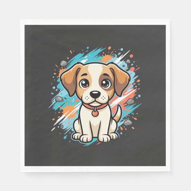 Söt hund färgsprut Vektor Art_1 Pappersservett (Framsidan)