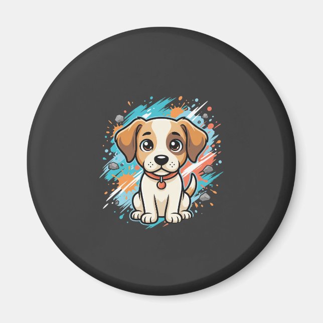 Söt hund färgsprut vektorkonst_1 magnet (Framsidan)