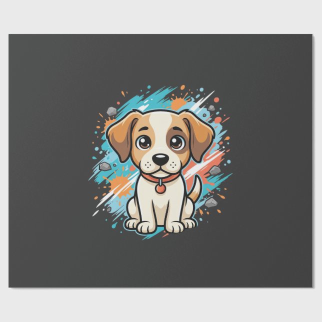 Söt hund färgsprut vektorkonst_1 presentpapper (Platt)