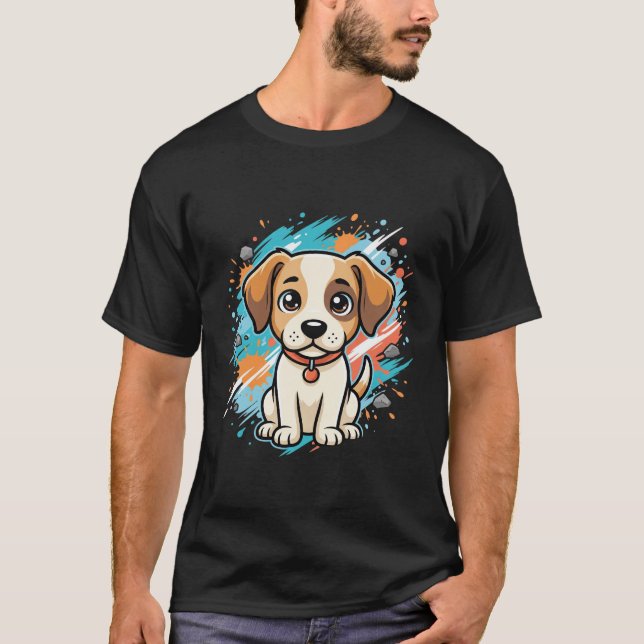 Söt hund färgsprut vektorkonst_1 t shirt (Framsida)