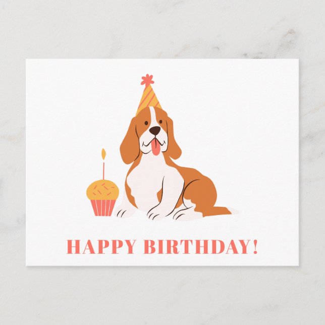 Söt hund födelsedagscupcake Färgglad modern födels Vykort (Framsida)