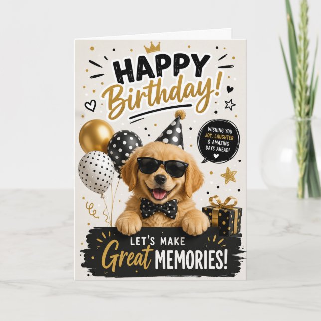 Söt hund födelsedagsgratulation för alla tack kort (Framsida)
