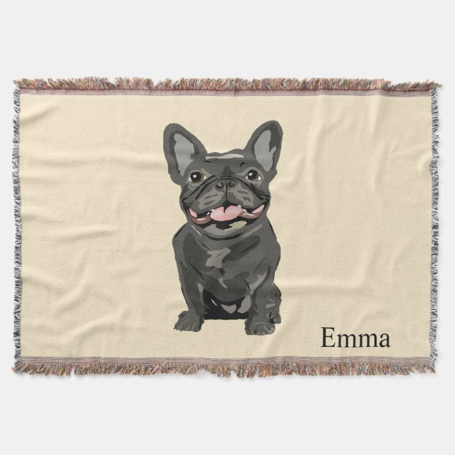 Söt hund, fransk bulldog filt (Framsidan)