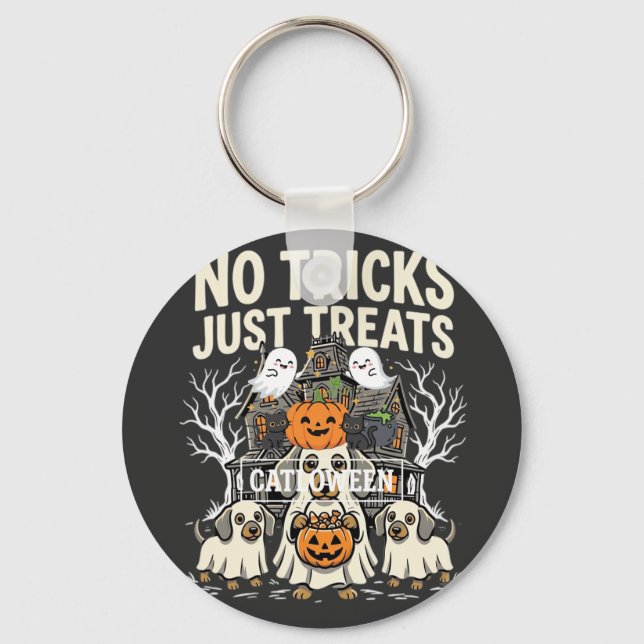 Söt Hund Halloween Inga Bus utan Gods_1 Nyckelring (Framsida)