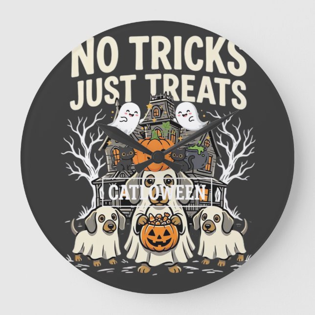 Söt Hund Halloween Inga Bus utan Gods_1 Stor Klocka (Framsida)