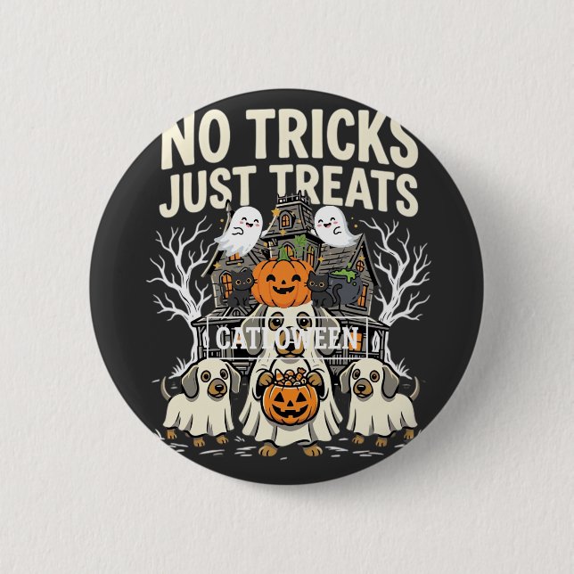 Söt Hund Halloween Inga Bus utan Godsaker_1 Knapp (Framsida)