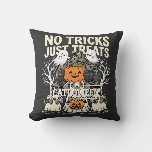 Söt Hund Halloween Inga Bus utan Godsaker_1 Kudde (Framsida)