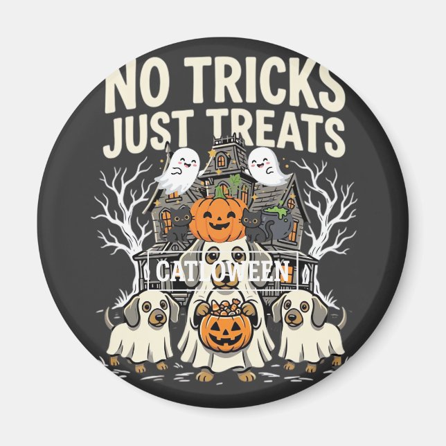 Söt Hund Halloween Inga Bus utan Godsaker_1 Magnet (Framsidan)