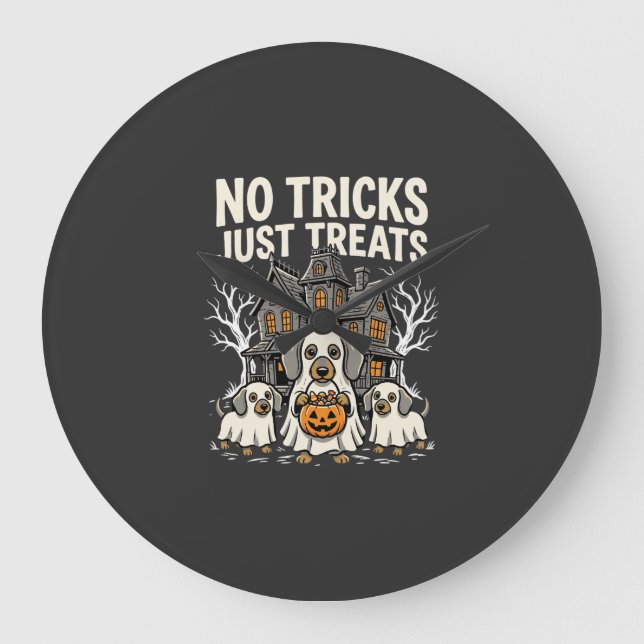 Söt Hund Halloween Inga Bus utan Godsaker_1 Stor Klocka (Framsida)