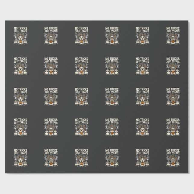 Söt hund Halloween Inga tricks bara gods_1 Presentpapper (Platt)
