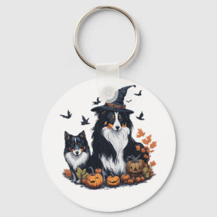 Söt Hund Halloween Nyckelring