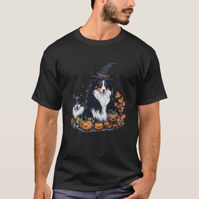 Söt Hund Halloween  T Shirt (Framsida)