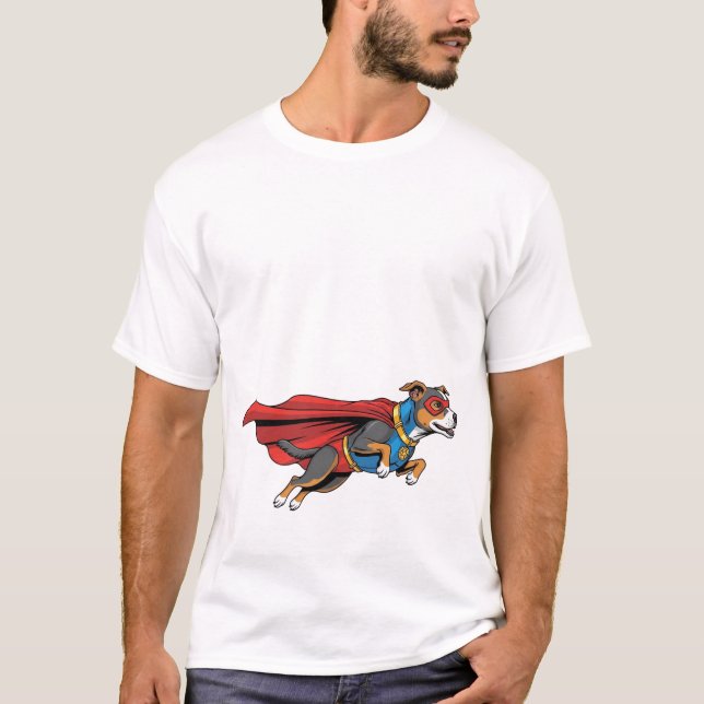 Söt hund i hjältekostym T-shirt (Framsida)
