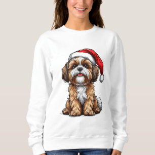 Söt hund i tomteluva firar jul t shirt