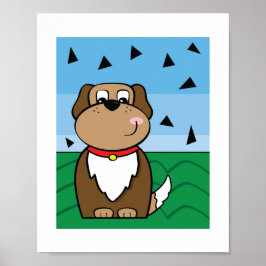 Söt Hund Illustration - Barn Djur Konst Poster