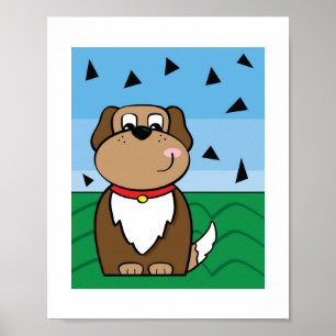 Söt Hund Illustration - Barn Djur Konst Poster