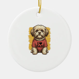 Söt hund jag älskar pappa vintage gravyr vektor de julgransprydnad keramik