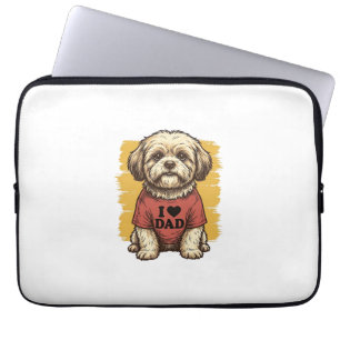 Söt hund jag älskar pappa vintage gravyr vektor de laptop fodral