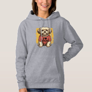 Söt Hund Jag Älskar Pappa Vintage Gravyr Vektor De T Shirt