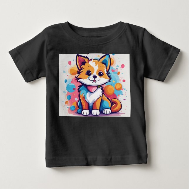 Söt hund & katt vänner – Färgrik barn t-shirt desi (Framsida)