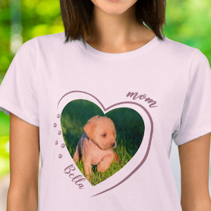 Söt hund kattmamma hjärta foto tassavtryck t shirt