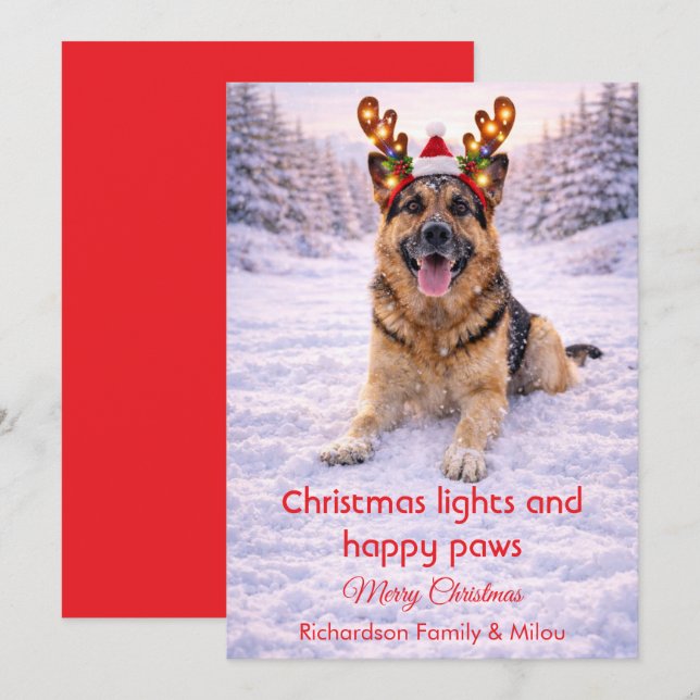 Söt hund med julcitat julkort (Fram/baksida)
