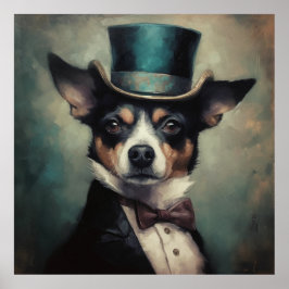 Söt hund med topp och bukslips poster