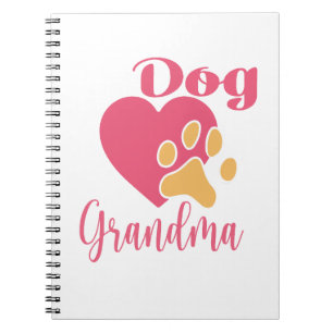 Söt Hund Mormor Rosa Hjärta Tassavtryck Grafik Anteckningsbok
