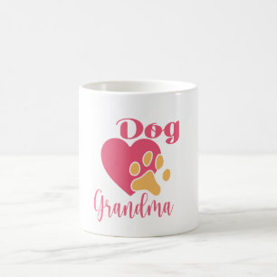 Söt Hund Mormor Rosa Hjärta Tassavtryck Grafik Kaffemugg