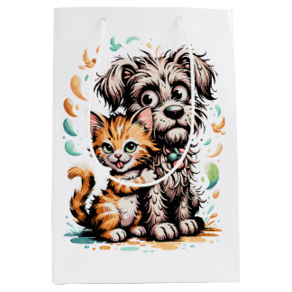 Söt hund- och kattvänskap seriefigurer design