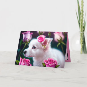 Söt hund och ros kollektion kort