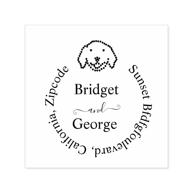 söt hund och rund returadress svart självfärgande stämpel (Design)