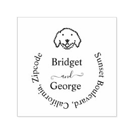 söt hund och rund returadress svart självfärgande stämpel