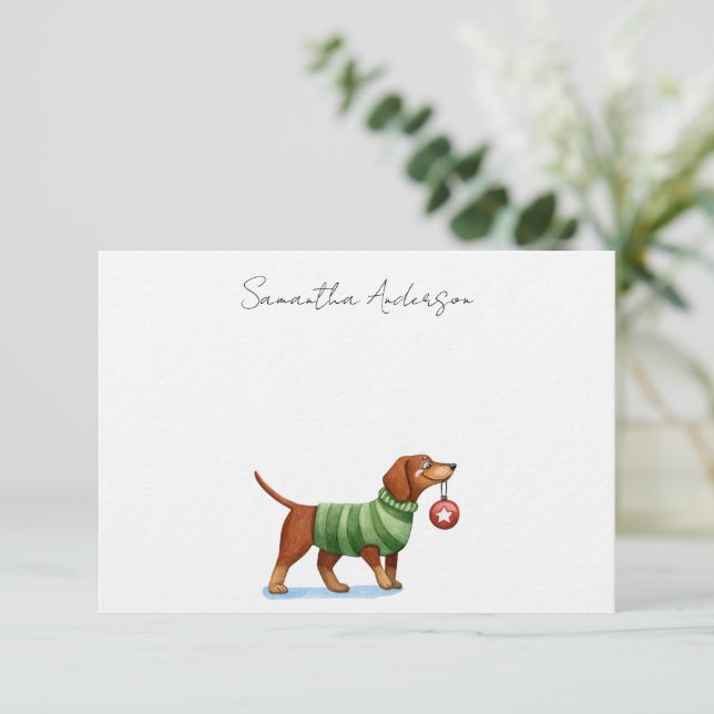 Söt Hund Personlig Jul Platt Notkort Anteckningskort (Stående Fram)
