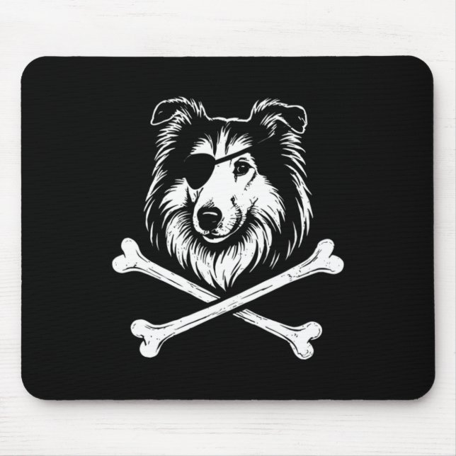 Söt hund Pirat Collie Crossbones Musmatta (Framsidan)