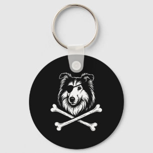 Söt hund Pirat Collie Crossbones Nyckelring