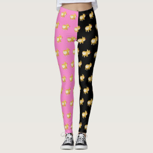 söt hund prumpa kärlek corgi shock rosa svart leggings